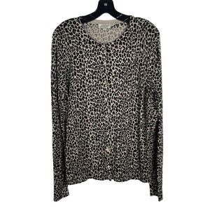 LOFT Leopard Print Cardigan - Black and Cream